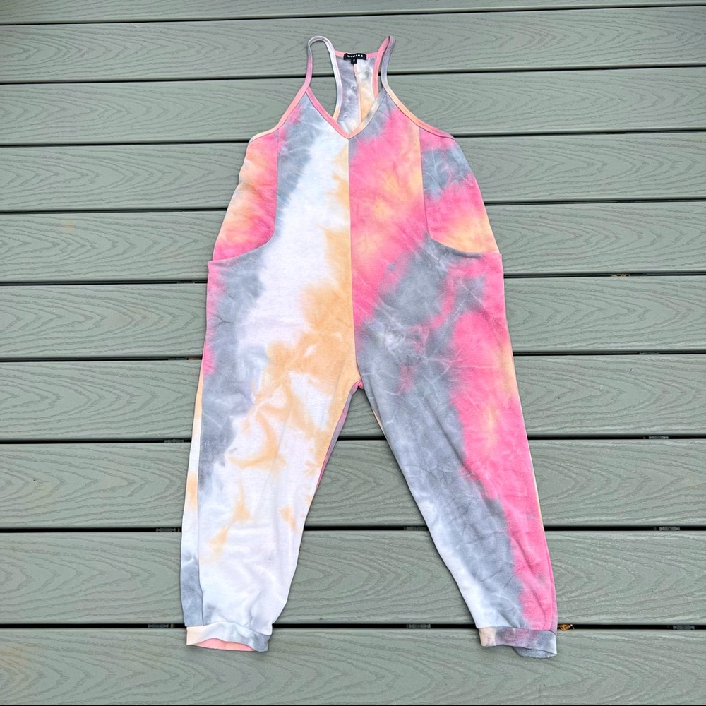 WILLIAM B Tye Dye Cropped Romper T Back Women’s Size Small Loungewear Comfy